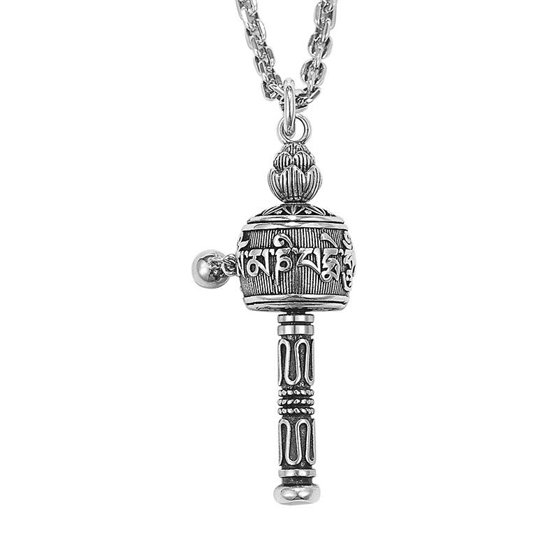 Om Mani Padme Hum Necklace | Tibetan Prayer Wheel Pendant