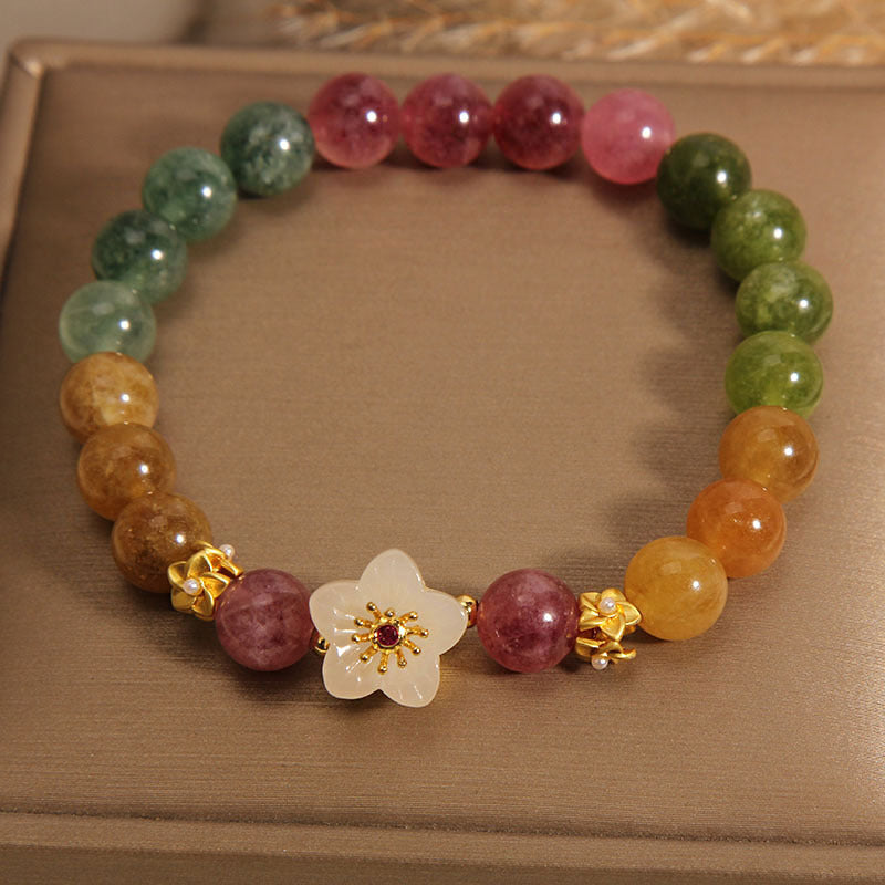 Colorful Tourmaline Jade Love Bracelet 14-16cm Wrist
