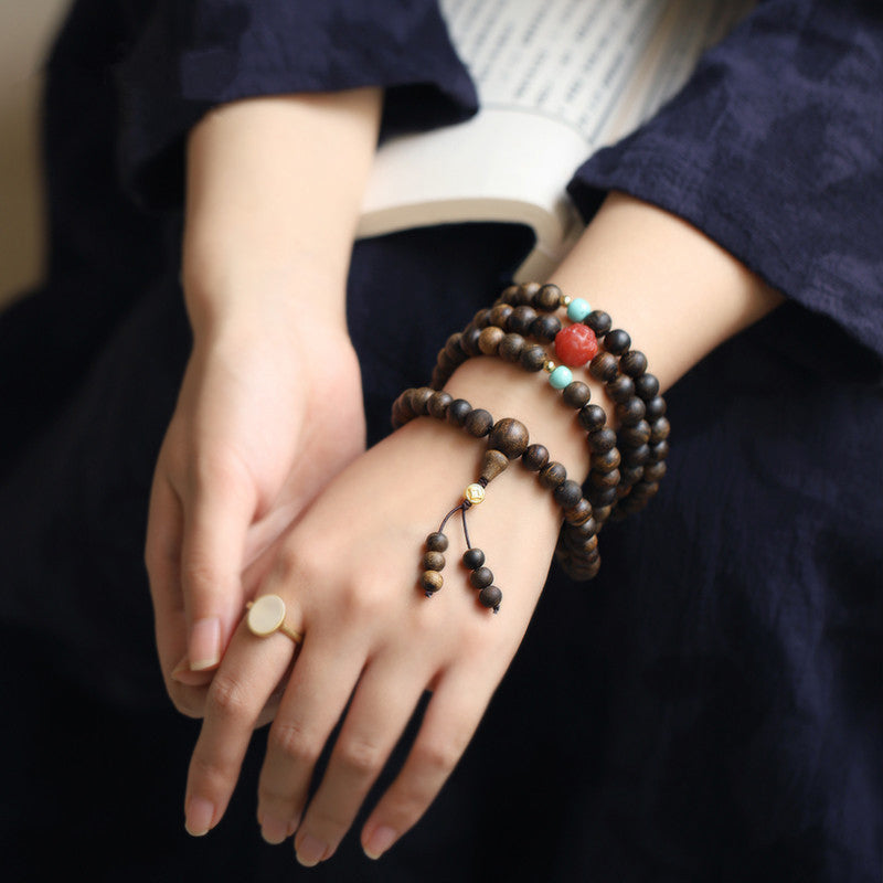 108 Beads Agarwood Wood Mala Bracelet for Meditation Peace