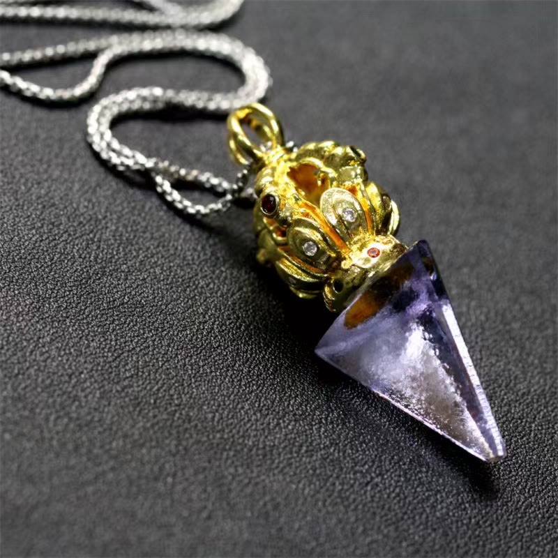 Liuli Crystal Dorje Vajra Spiritual Strength Necklace