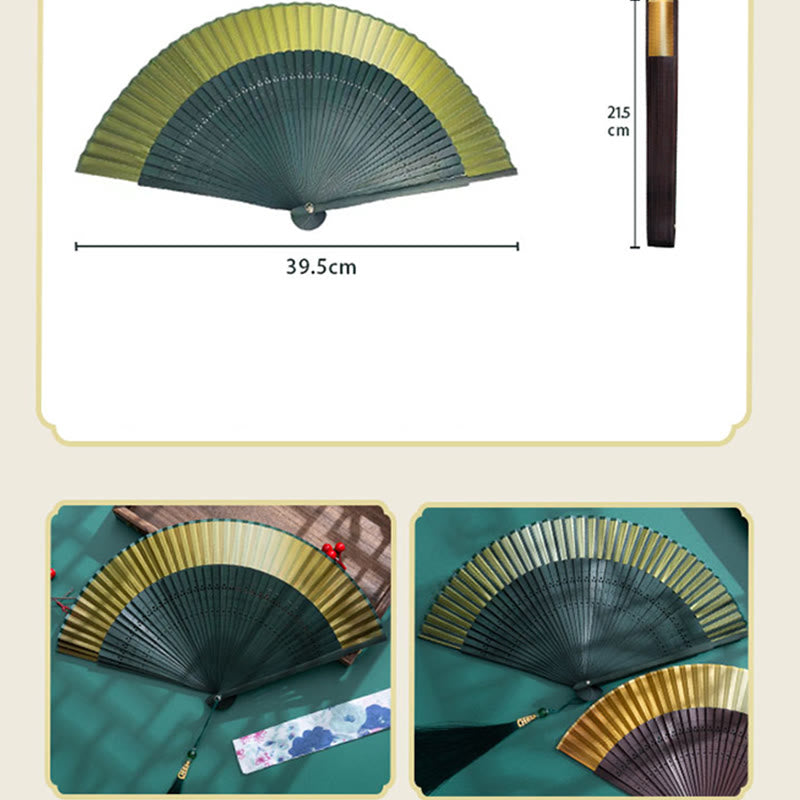 Handheld Gradient Bamboo Folding Fan for Spiritual Decor