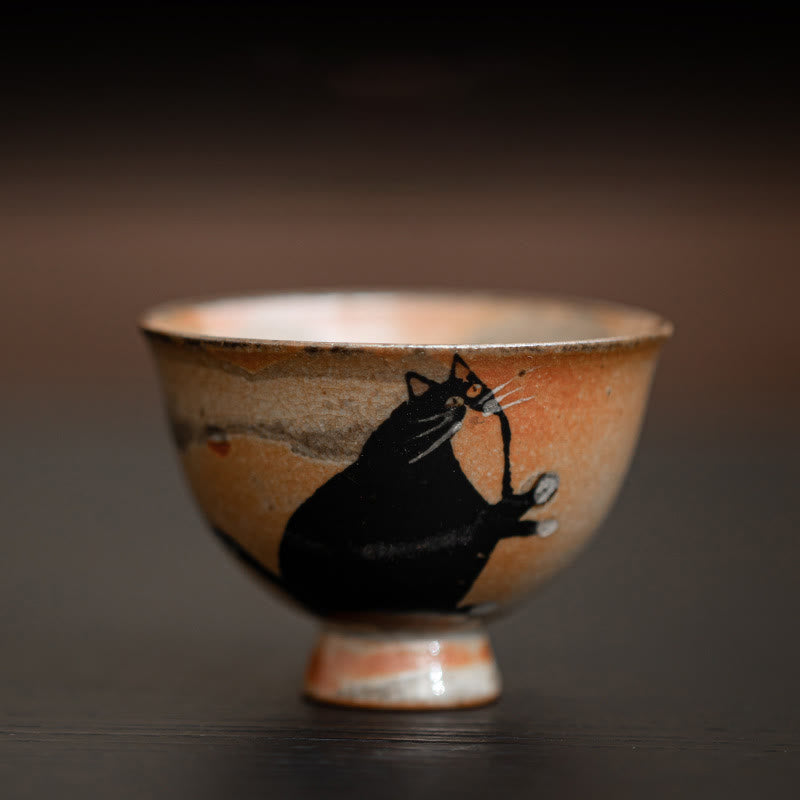 60ml Ceramic Cat Teacup for Zen Decor & Meditation
