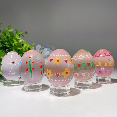 60mm Aura Pink Blue Selenite Hand-Painted Crystal Egg
