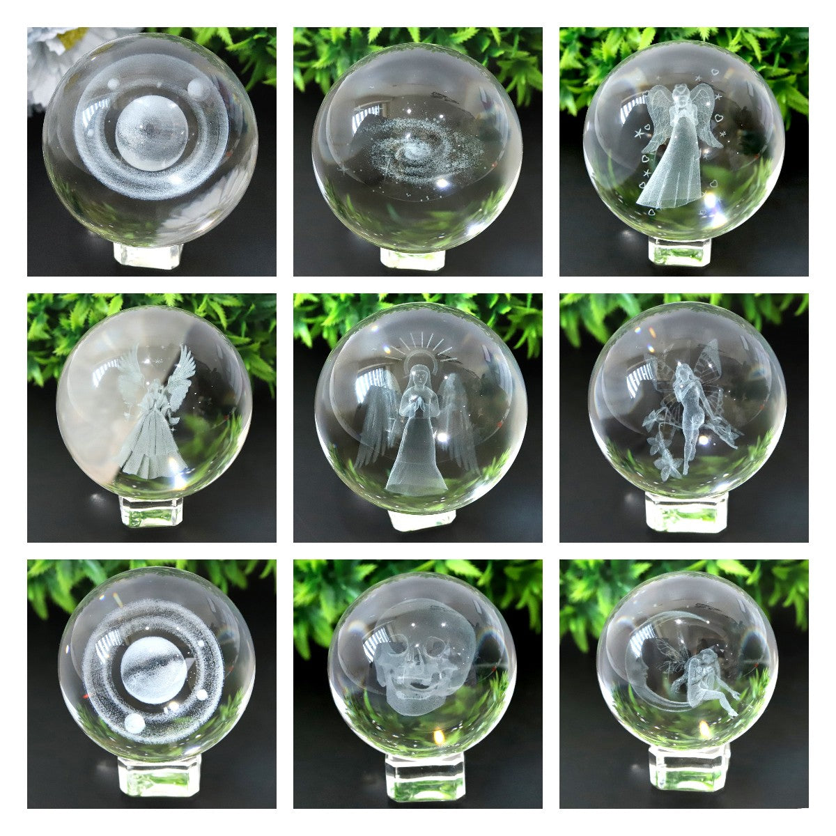 60mm Inner Carving Crystal Spheres for Healing Meditation