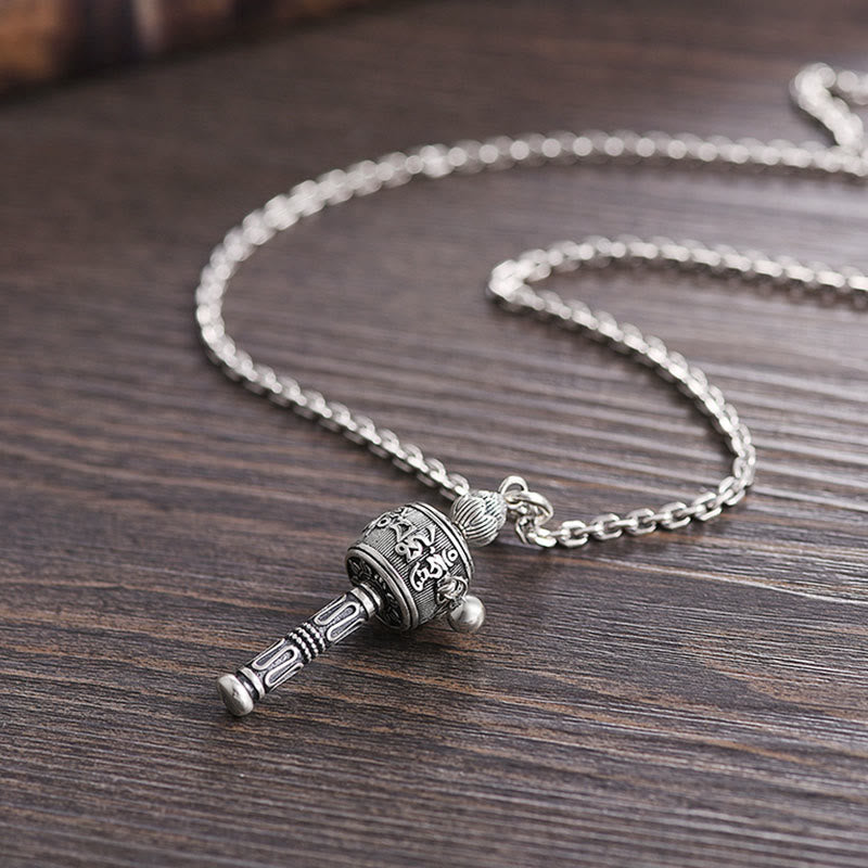 Om Mani Padme Hum Necklace | Tibetan Prayer Wheel Pendant
