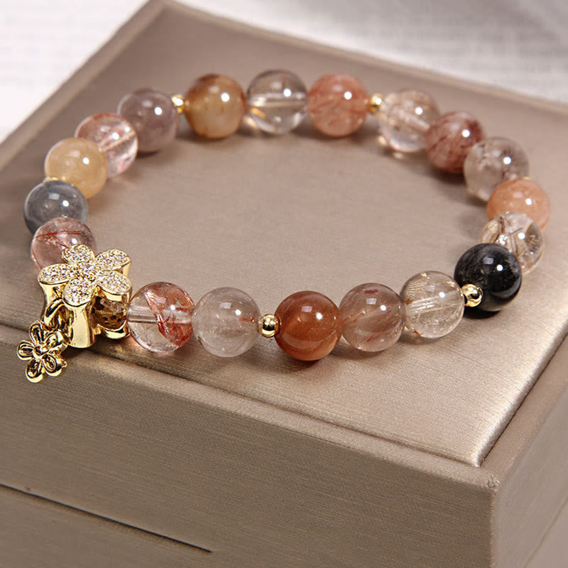 Multicolored Rutilated Quartz Citrine Wealth Protection Bracelet