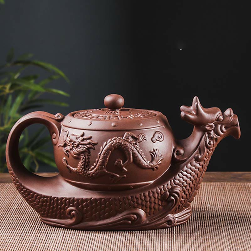 Vintage Dragon Purple Clay Ceramic Teapot for Zen Decor