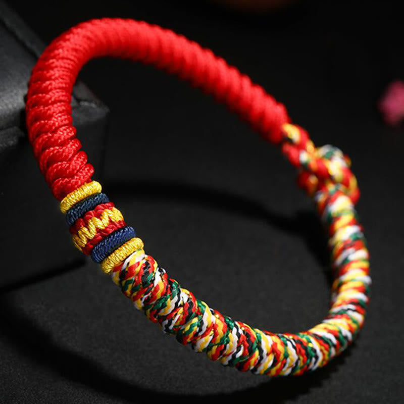 Multicolored Red String Bracelet with King Kong Knot for Protection
