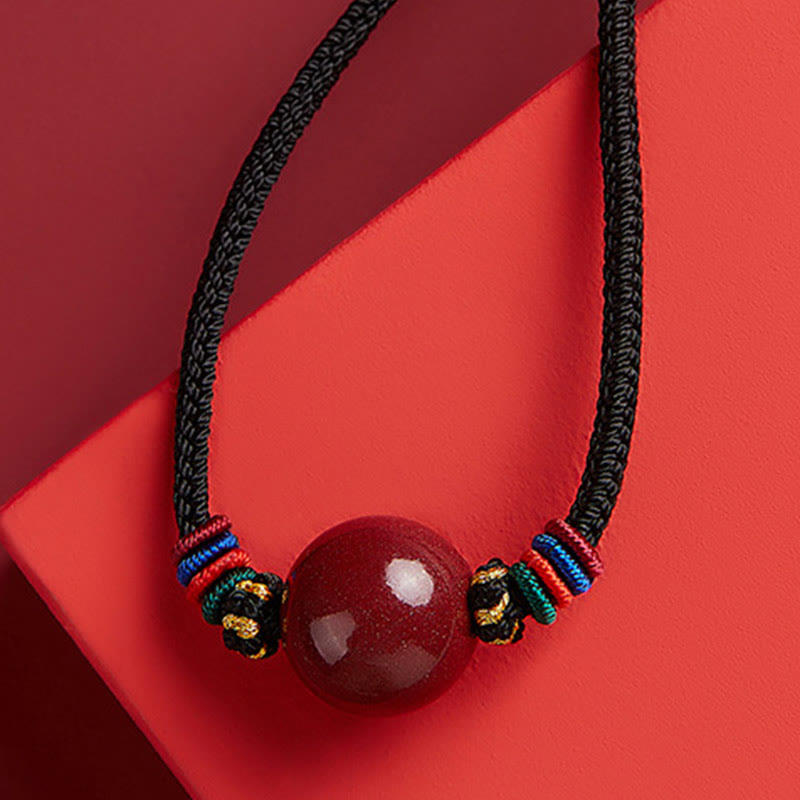 16mm Cinnabar Bead Blessing Pendant Necklace