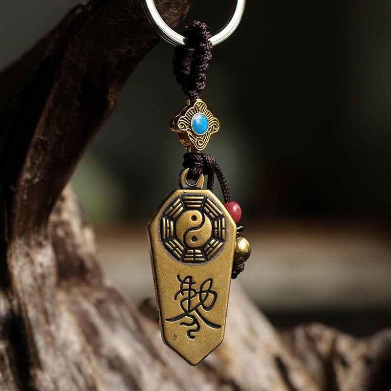 Copper Yin Yang Feng Shui Bagua Balance Keychain