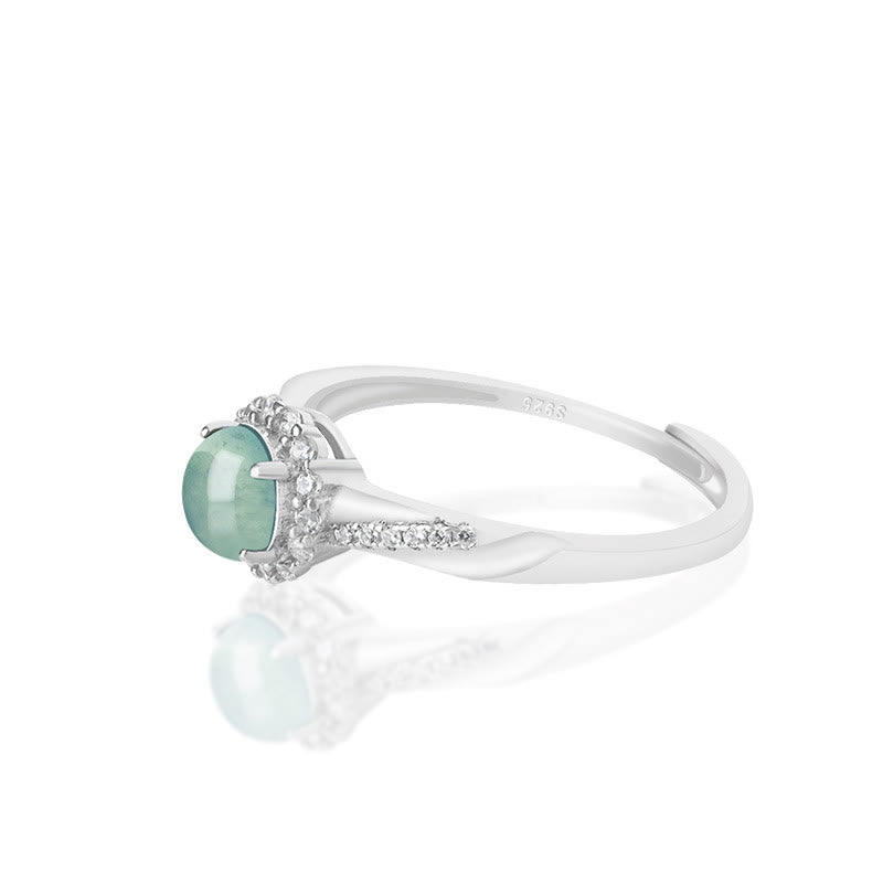 Sterling Silver Jade Prosperity Adjustable Ring