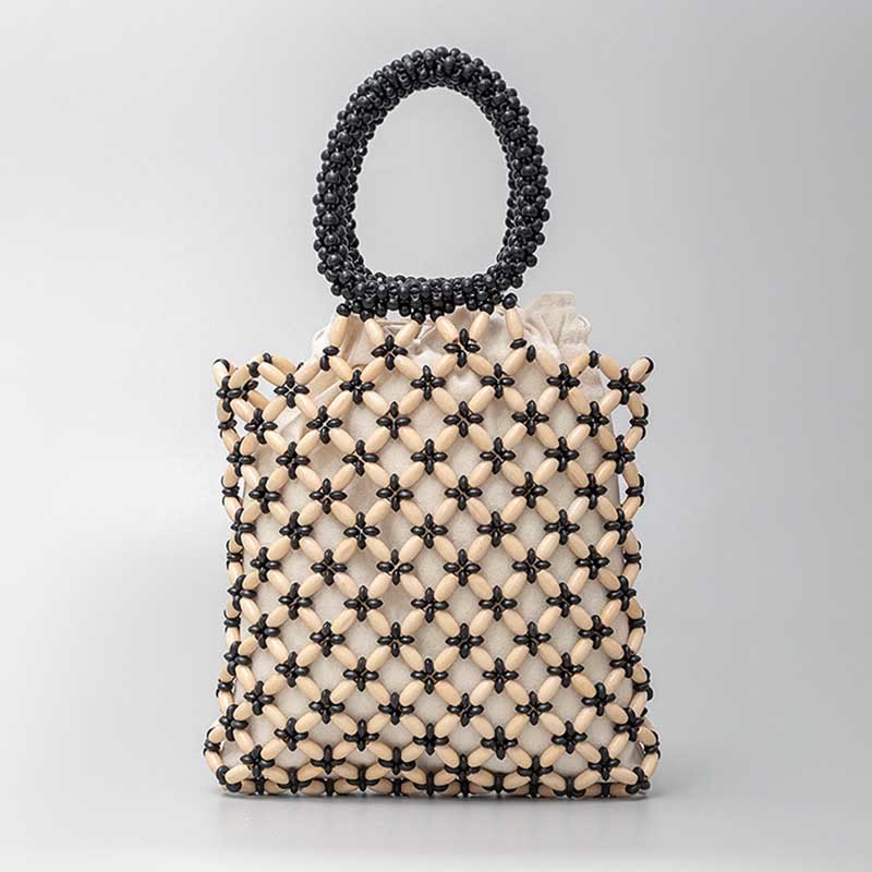Hand-woven Lozenge Wooden Beads Spiritual Jewelry Bag