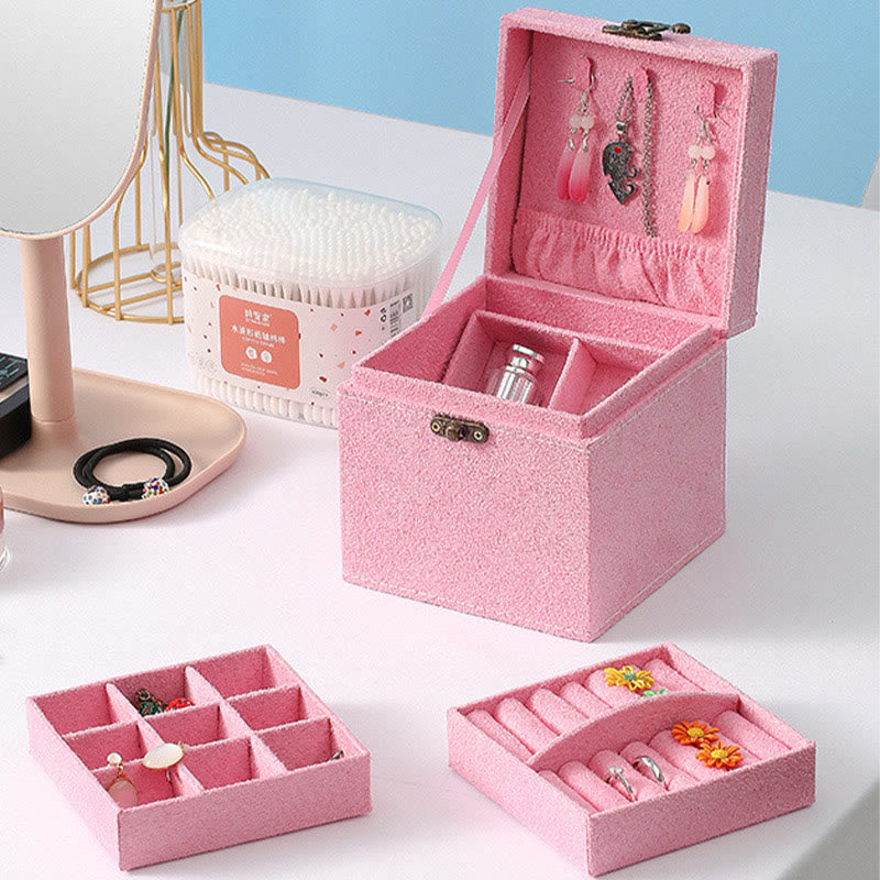 Three-Layer Flannel Jewelry Box Organizer | Zen Decor