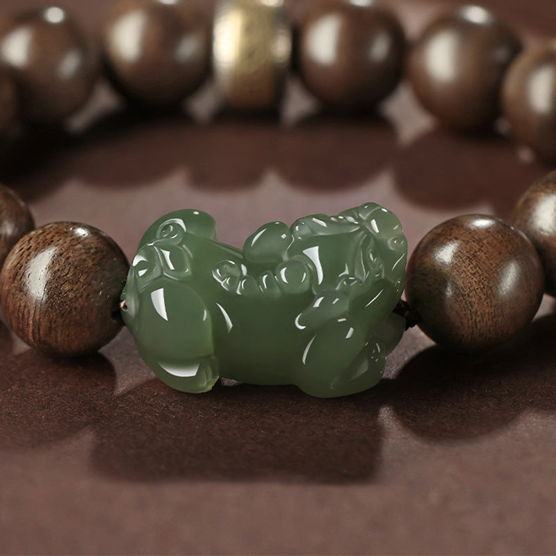 12mm Jade Pi Xiu Agarwood Strength Bracelet