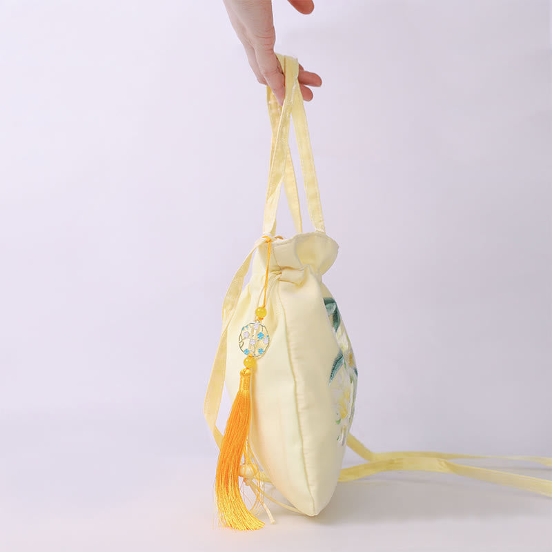 Cotton Linen Yoga Tote Bag with Adjustable Strap 21x22cm