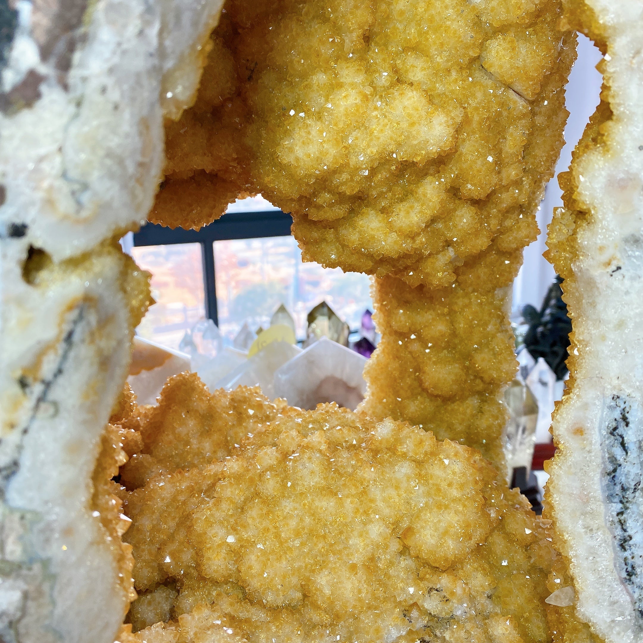 62cm Citrine Geode Crystal Cluster Three-sided Window Healing
