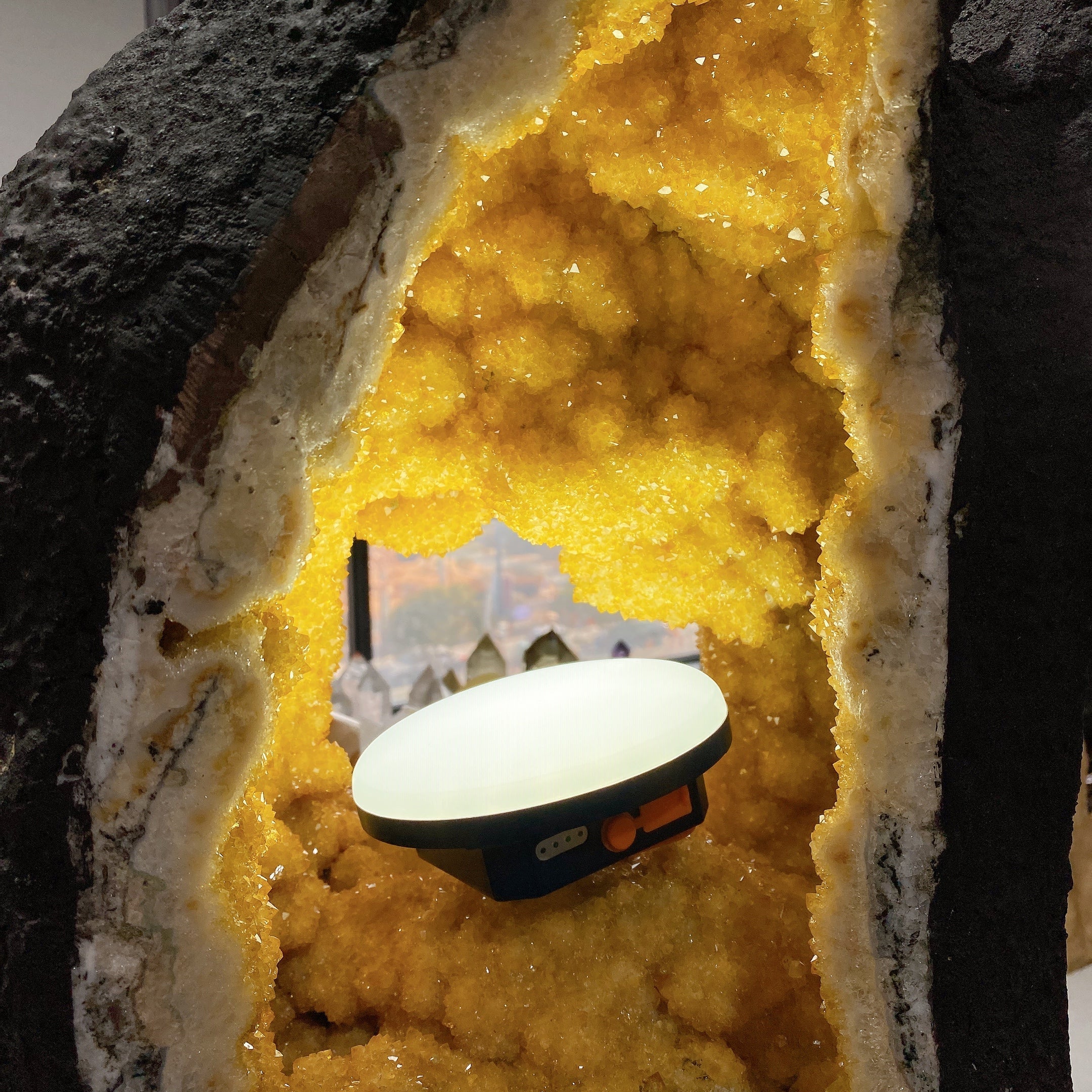 62cm Citrine Geode Crystal Cluster Three-sided Window Healing