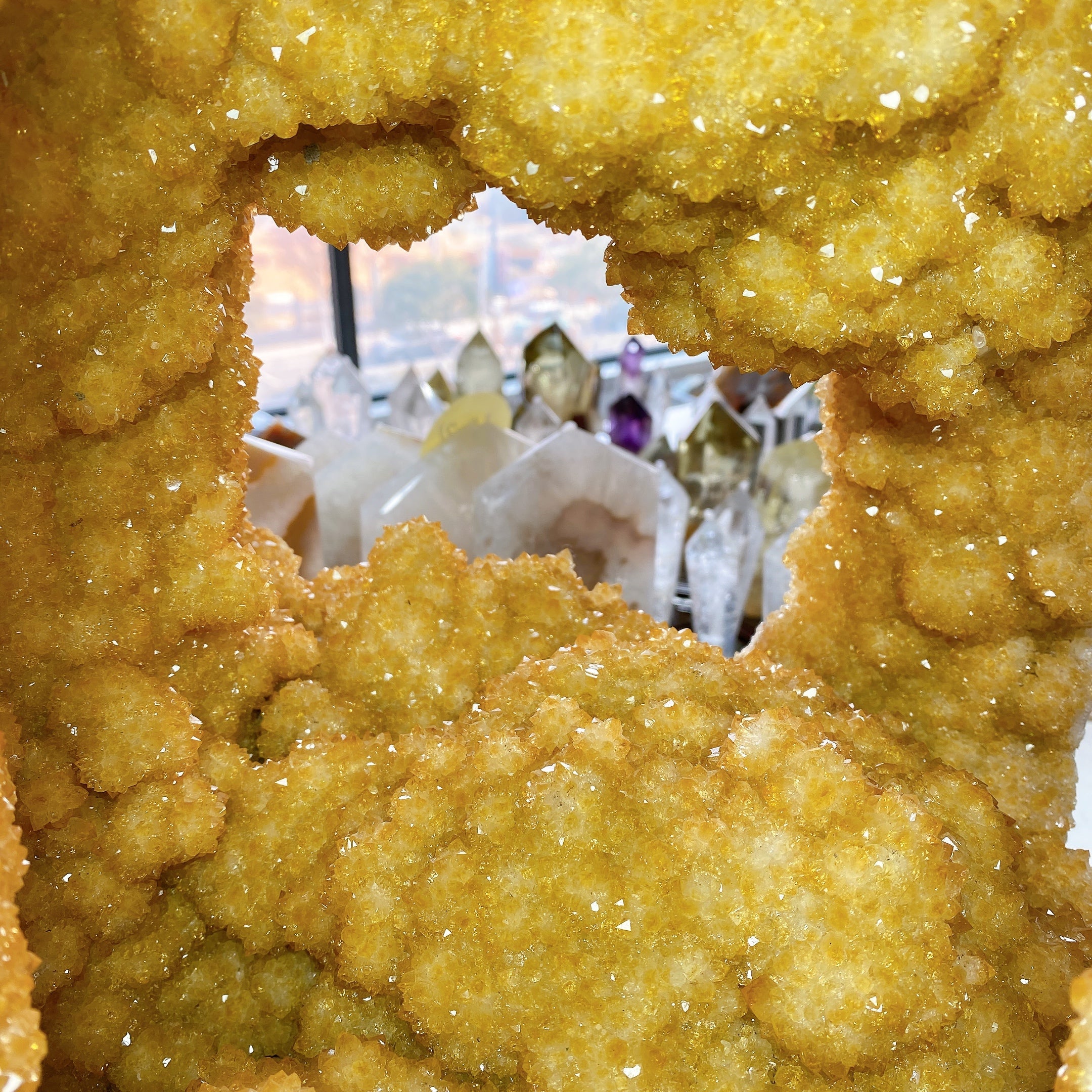 62cm Citrine Geode Crystal Cluster Three-sided Window Healing