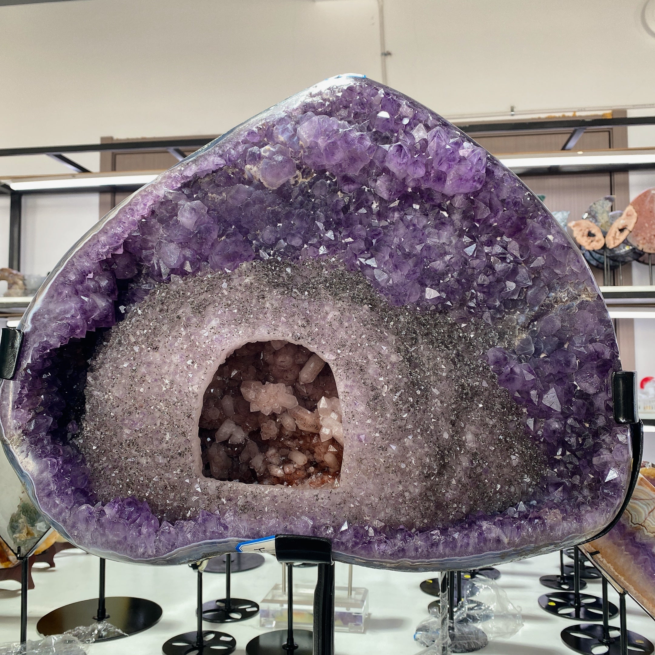 62cm Large Amethyst Cluster Heart-Shaped Crystal Specimen