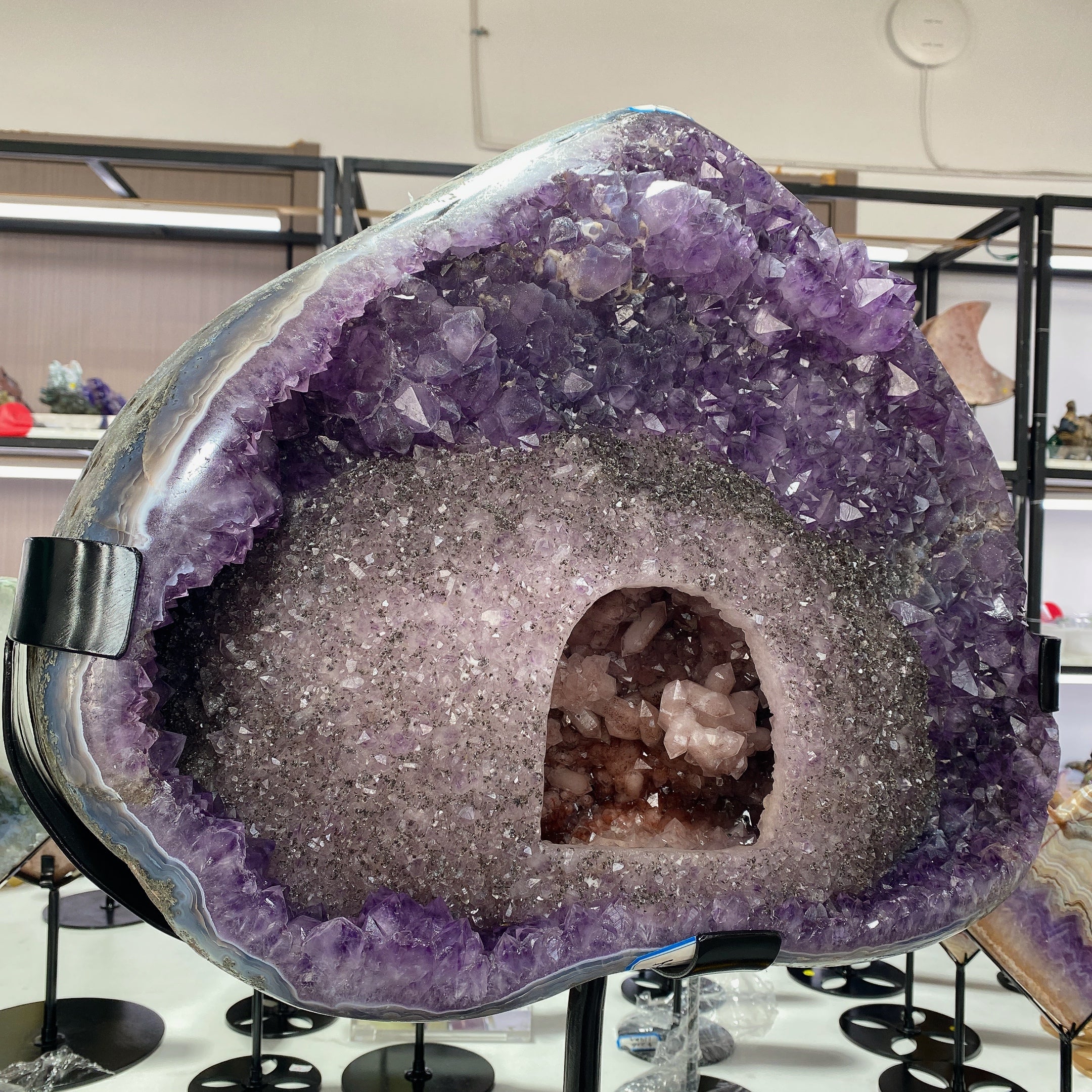 62cm Large Amethyst Cluster Heart-Shaped Crystal Specimen