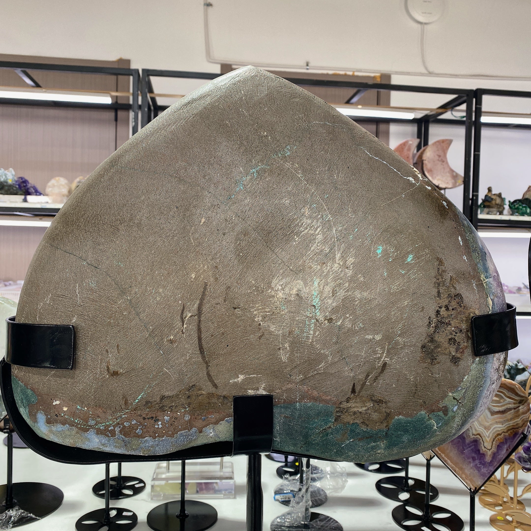 62cm Large Amethyst Cluster Heart-Shaped Crystal Specimen