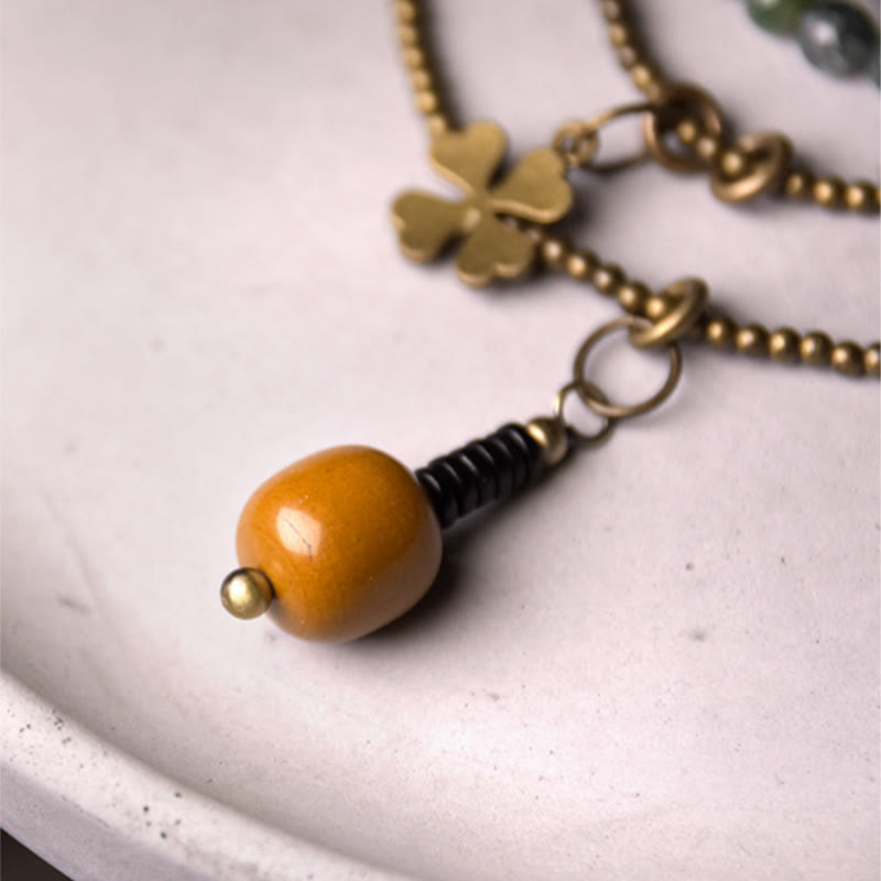 6mm Moss Agate Lucky Multilayer Bracelet