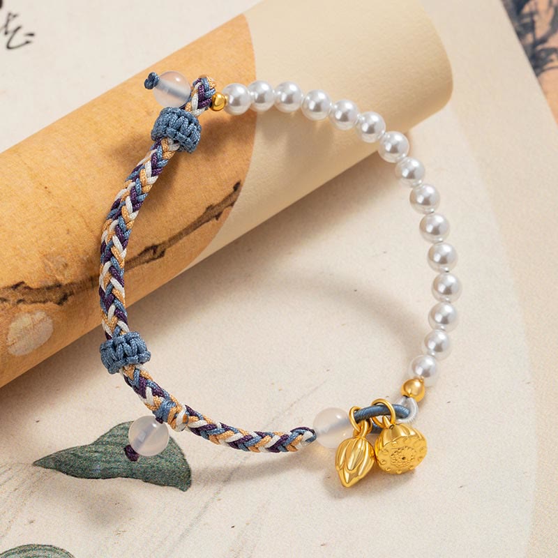 925 Sterling Silver Lotus Pearl Bracelet with Chalcedony | Prosperity