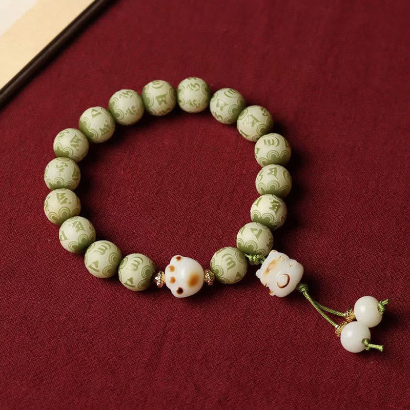 Green Bodhi Seed Om Mani Padme Hum Wisdom Bracelet
