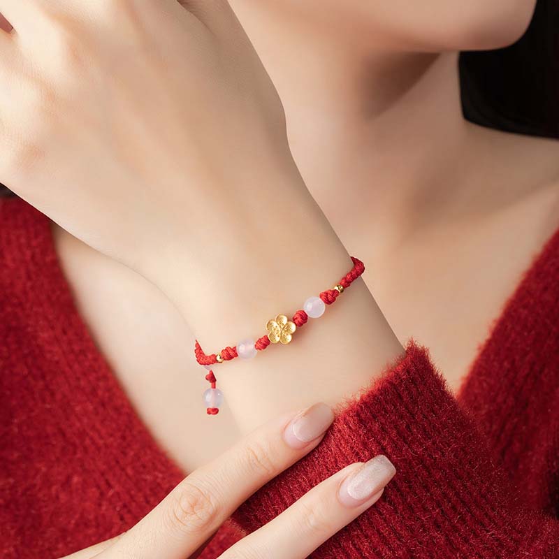 925 Sterling Silver Red Rope Chalcedony Luck Bracelet