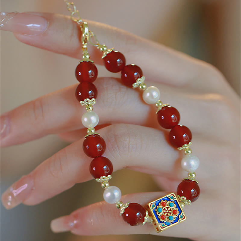 Red Agate Pearl Confidence Bracelet for Self-Acceptance