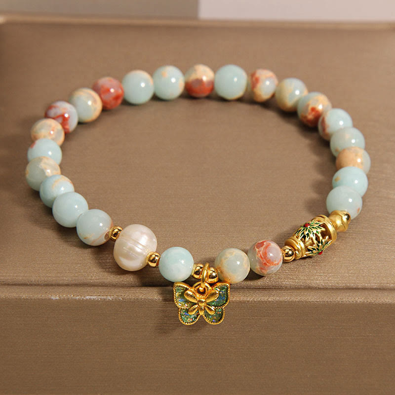 8mm Shoushan Stone Pearl Butterfly Wealth Bracelet