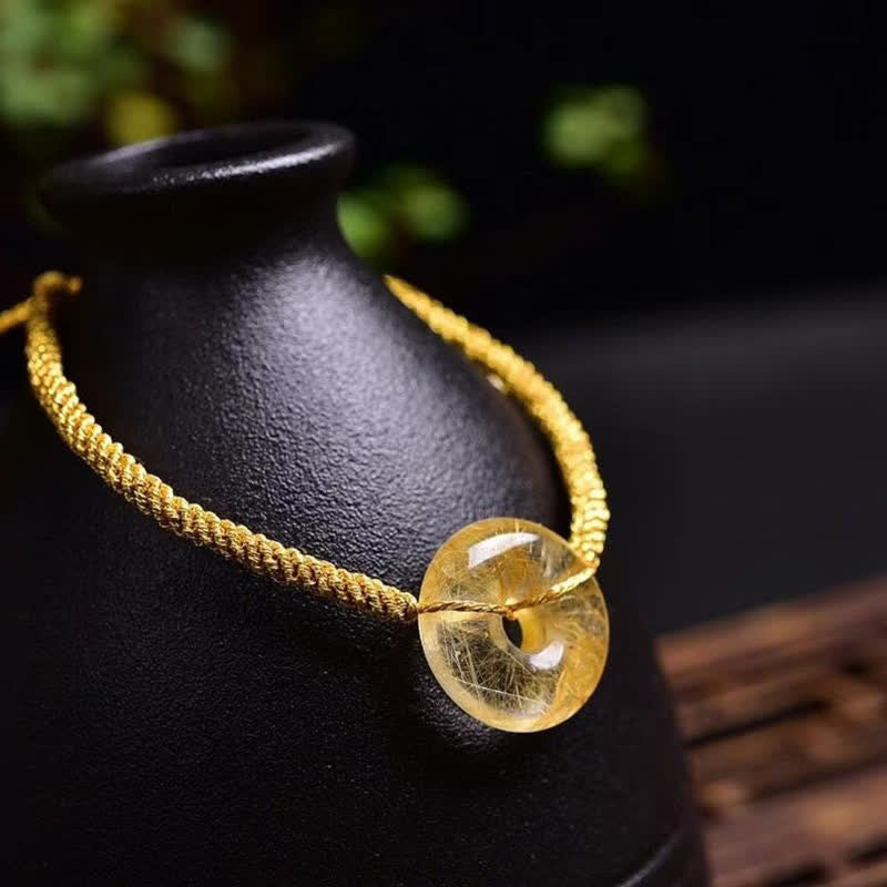16mm Citrine Bracelet with Peace Buckle for Happiness & Prosperity