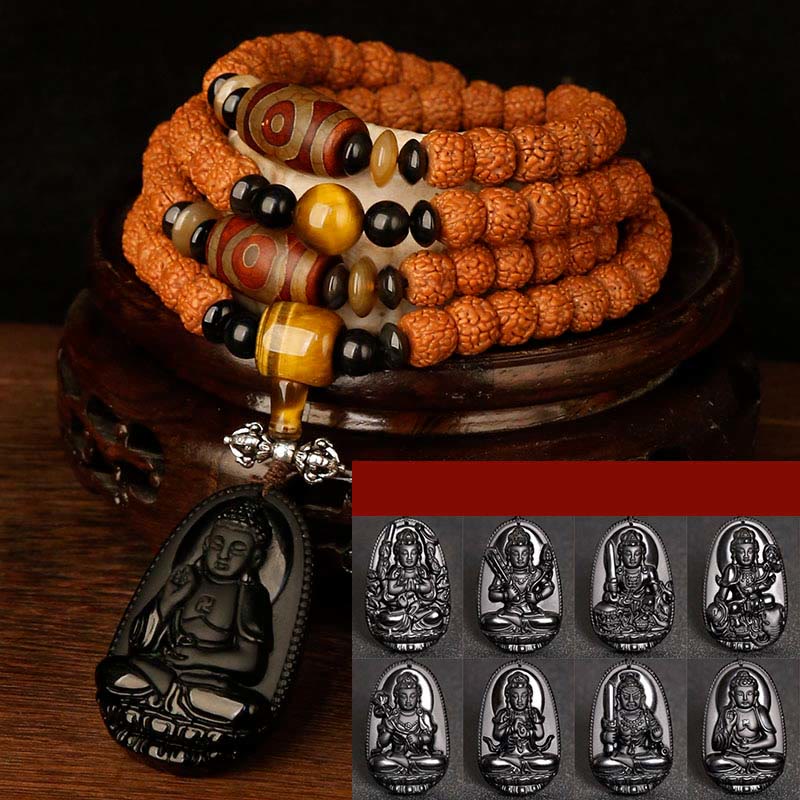 Tibet 108 Beads Bodhi Seed Zodiac Charm Mala Bracelet