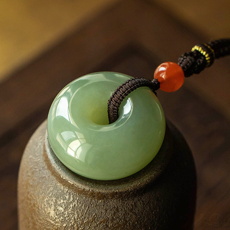 Natural Gray Jade Luck Necklace | Peace & Prosperity Pendant