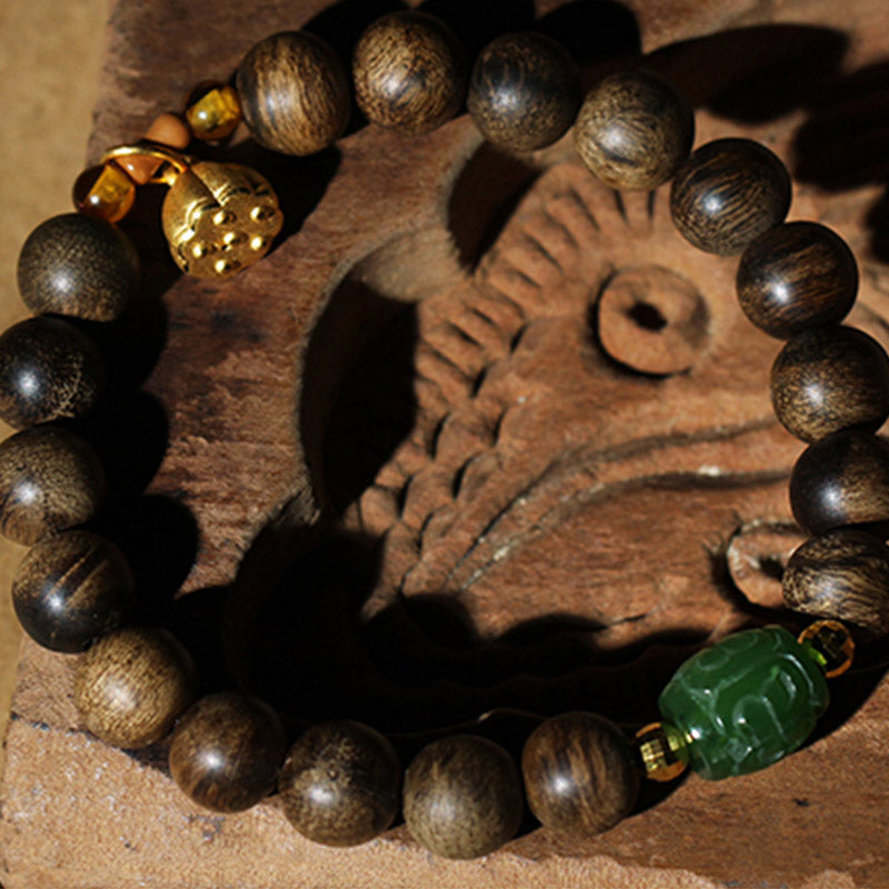8mm Brunei Agarwood Lotus Peace & Strength Bracelet