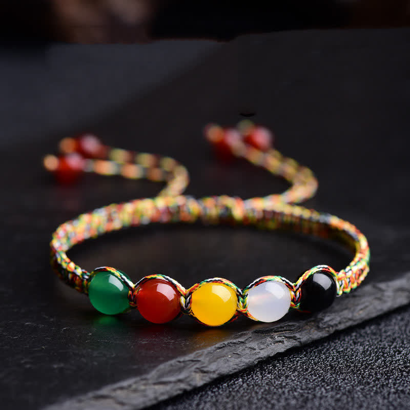 Colorful Agate Five Elements 8mm String Bracelet