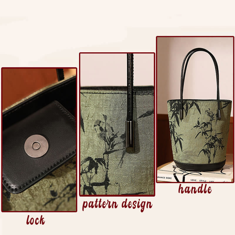 Green Bamboo Print Vintage Crossbody Bag - Spiritual Accessory