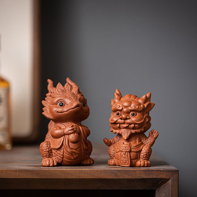 Purple Clay Luck Dragon Tea Pet Figurine | Spiritual Statue