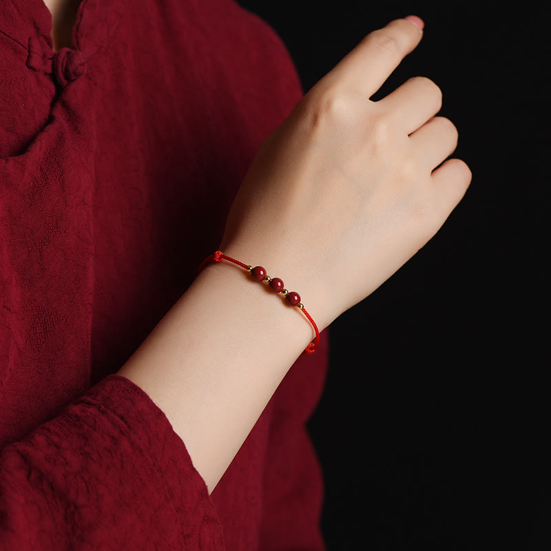 Cinnabar Bracelet and Anklet with Lucky Blessed String