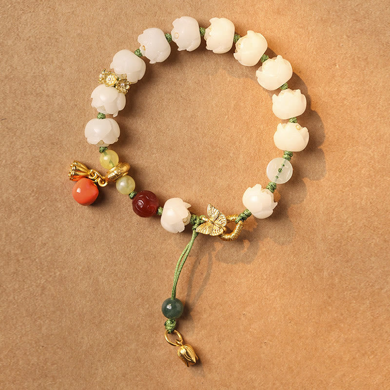 Bodhi Seed Lotus Bracelet for Peace & Enlightenment - 14-15cm