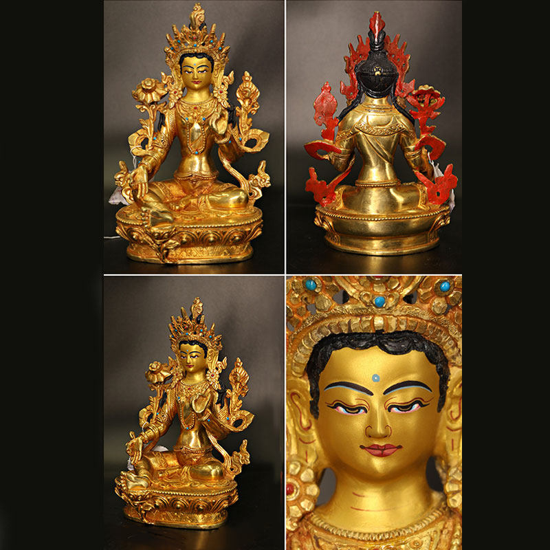 Copper and Gold Plated Bodhisattva Tara Chenrezig Statue for Protection