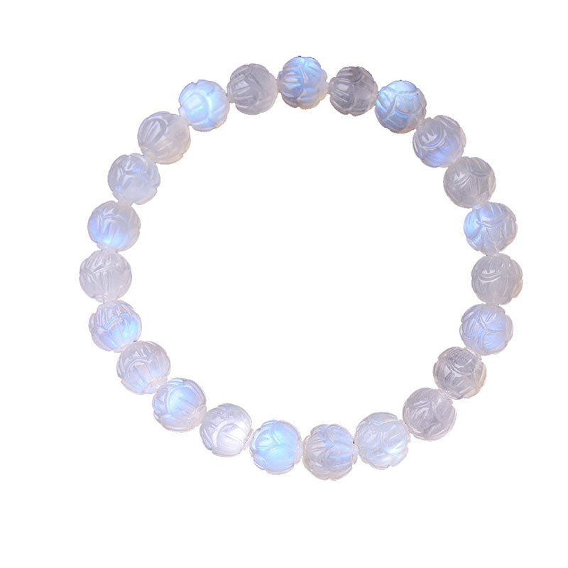 8mm Moonstone Bracelet Lotus Love for Calm & Healing
