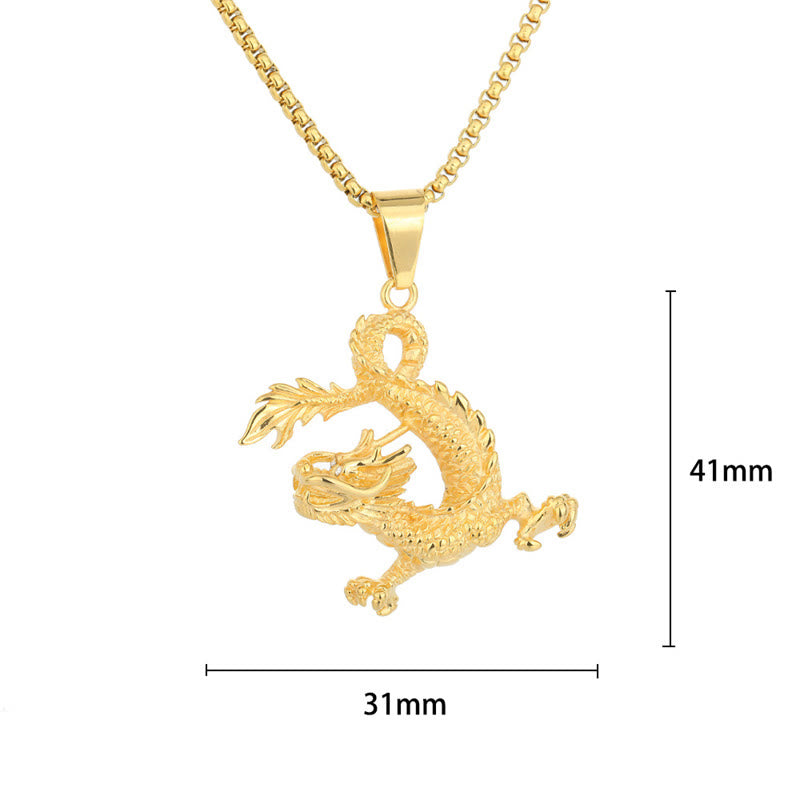 Titanium Steel Dragon Necklace | Luck Protection Pendant