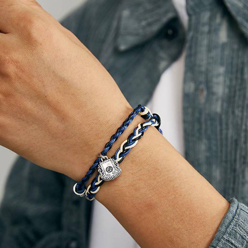 16cm Sterling Silver Om Mani Padme Hum Protection Bracelet