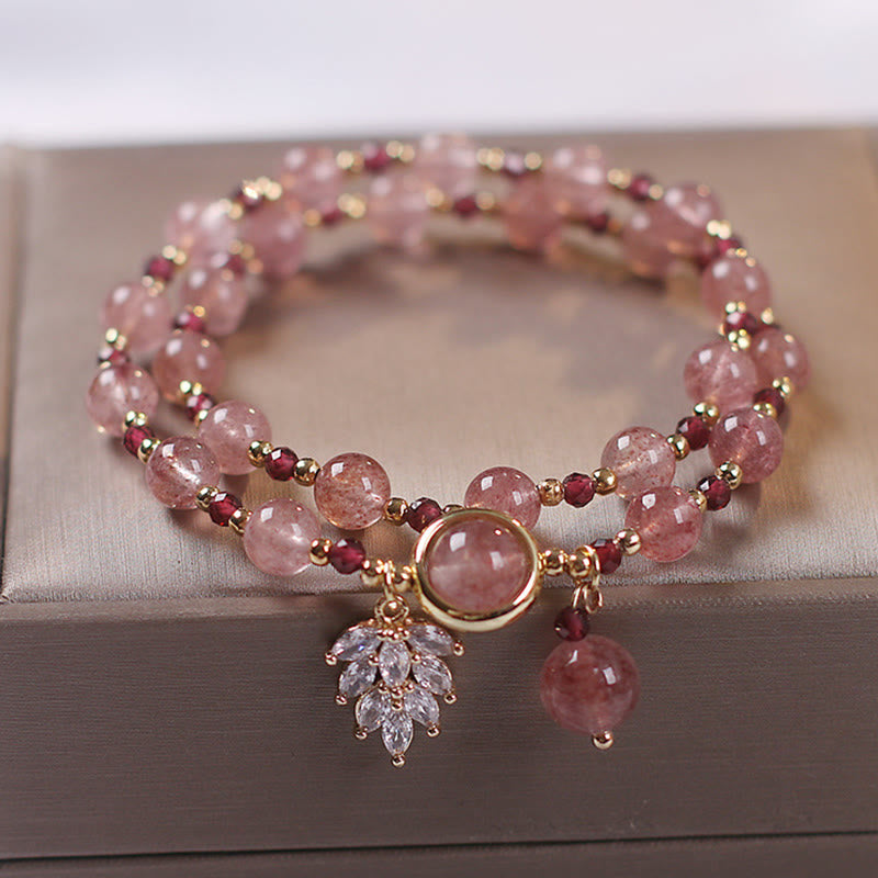 6mm Strawberry Quartz Double Wrap Love Healing Bracelet