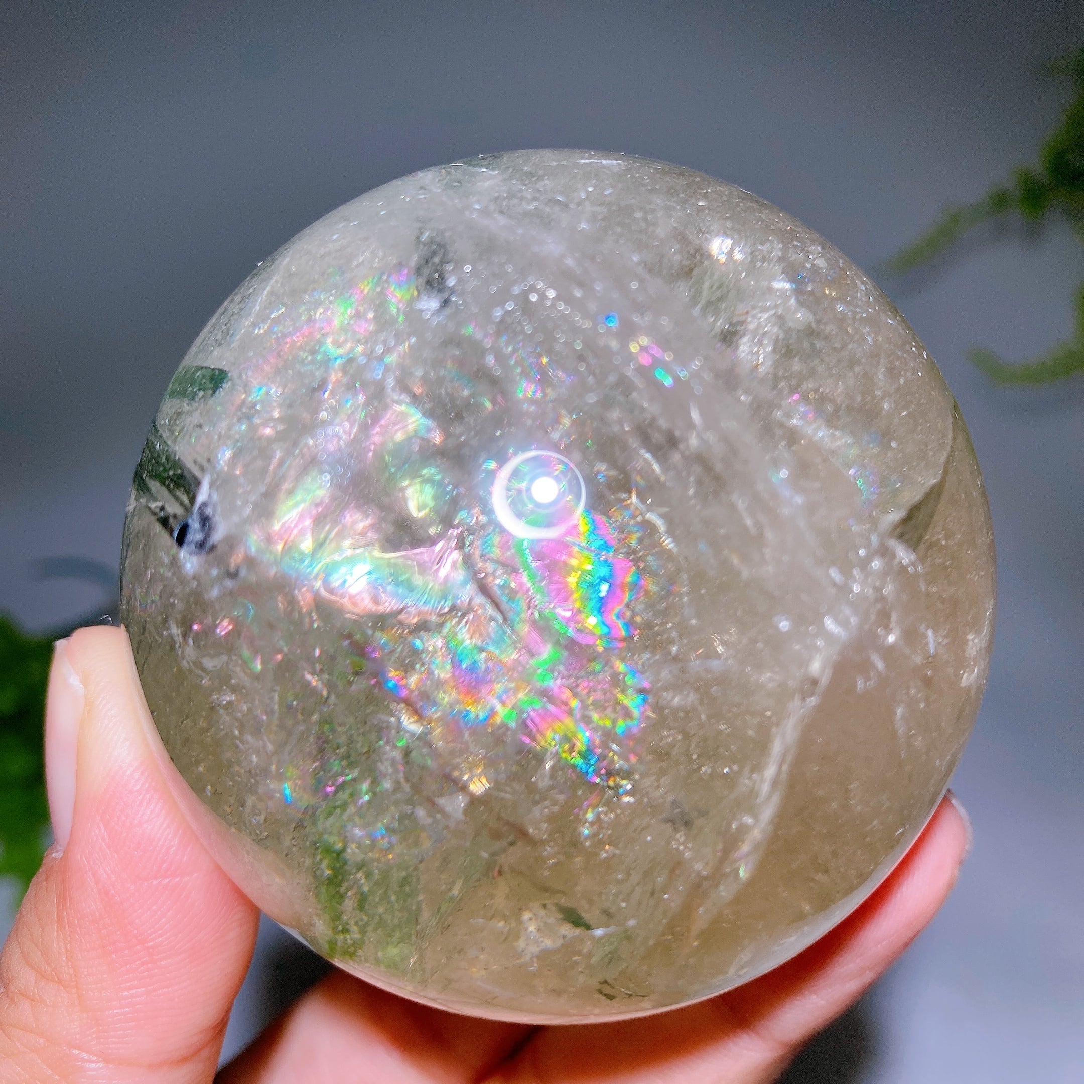 65mm Green Tourmaline in Quartz Crystal Sphere