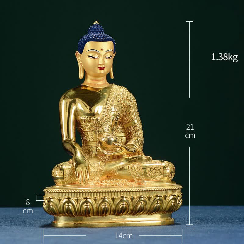 Copper Buddha Statue Shakyamuni Figurine 16.5cm Enlightenment