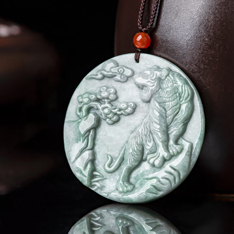 Jade Tiger Zodiac Necklace for Protection and Prosperity