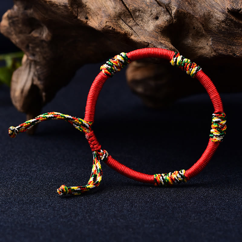 Red String Protection Bracelet with Tibetan King Kong Knot