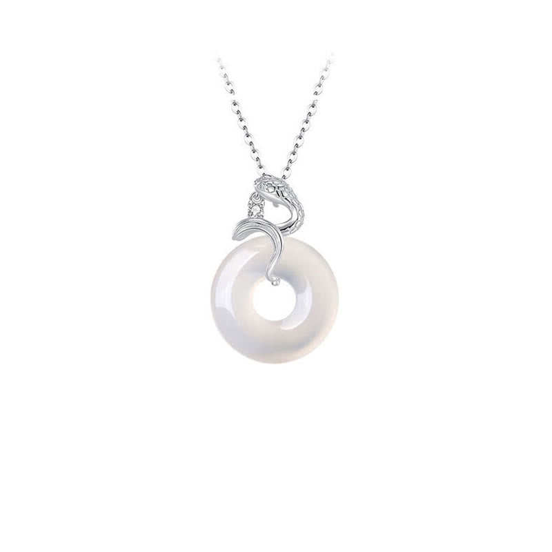 Chalcedony Snake Peace Buckle Necklace